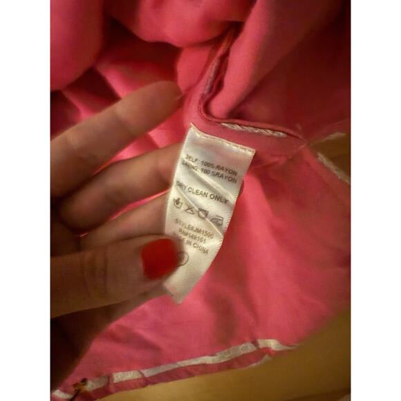 J. Marie Heavily Bird Sleeveless Pink White Embroidered Top Boutique L - Picture 3 of 3